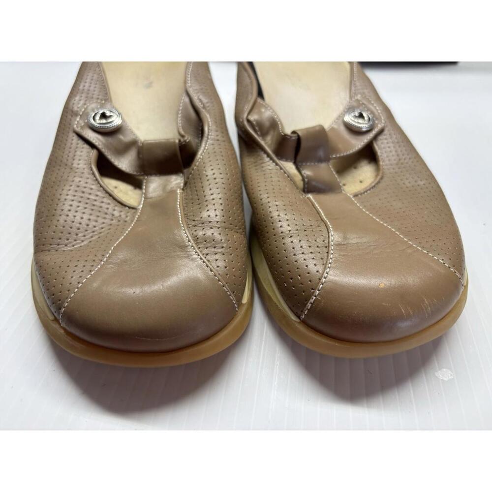Brighton Mules Clogs Size 8.5 Leather Italy Accent‎ Maryjane Beige Tan White